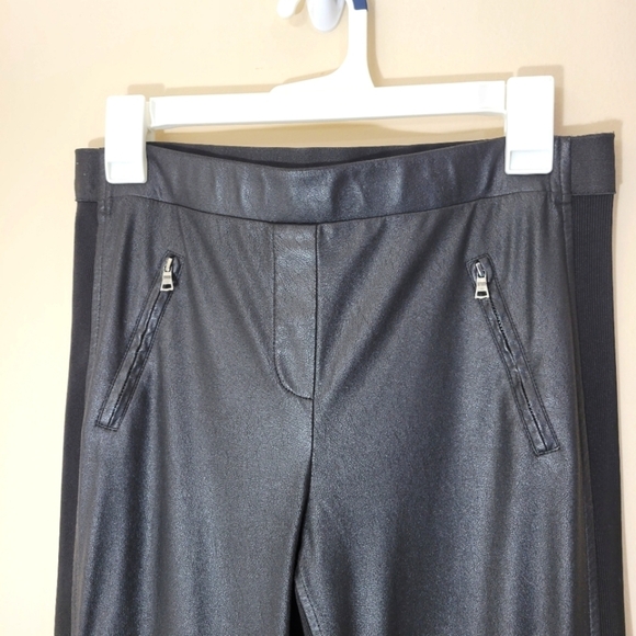 BCBGMaxAzria Women's Black Moto Faux Leather Pull On leggings Size M - Picture 3 of 14